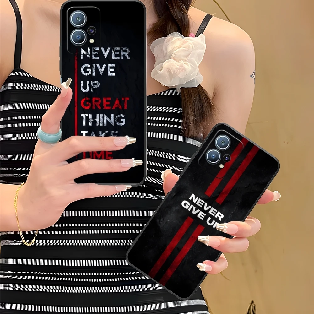 Never Give Up Painting Mobile Cell Phone Case for Huawei P60 P50 P40 P30 P20 P10 P9 P8 Pro Lite Plus Black Phone Cover Shell