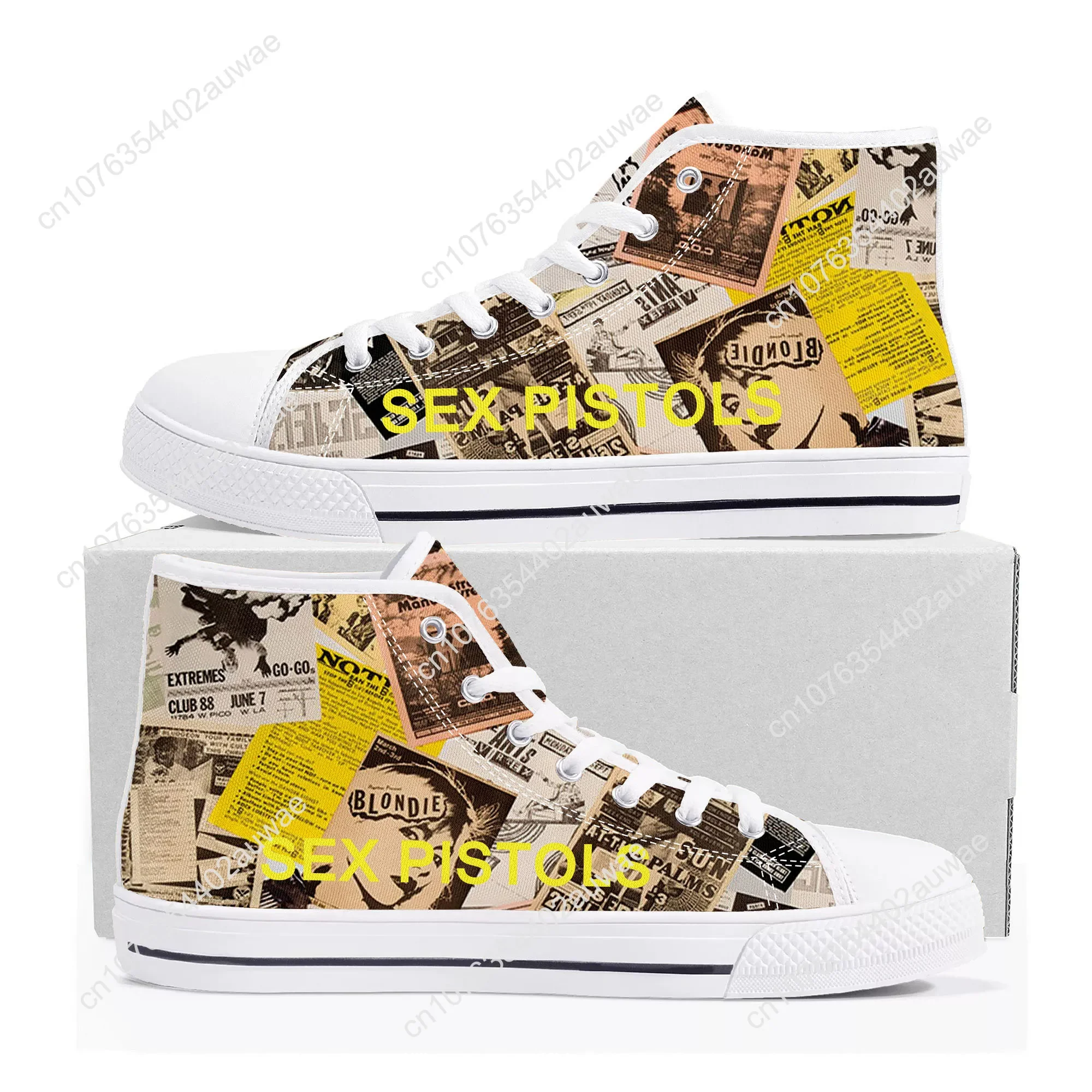 Sex Pistols Punk Rock Band High Top High Quality Sneakers Men Women Teenager Canvas Sneaker Casual Couple Shoes Custom Shoes