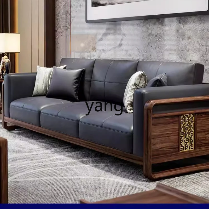

YHM Solid Wood Sofa Set Ebony Wood Living Room High-End Light Luxury