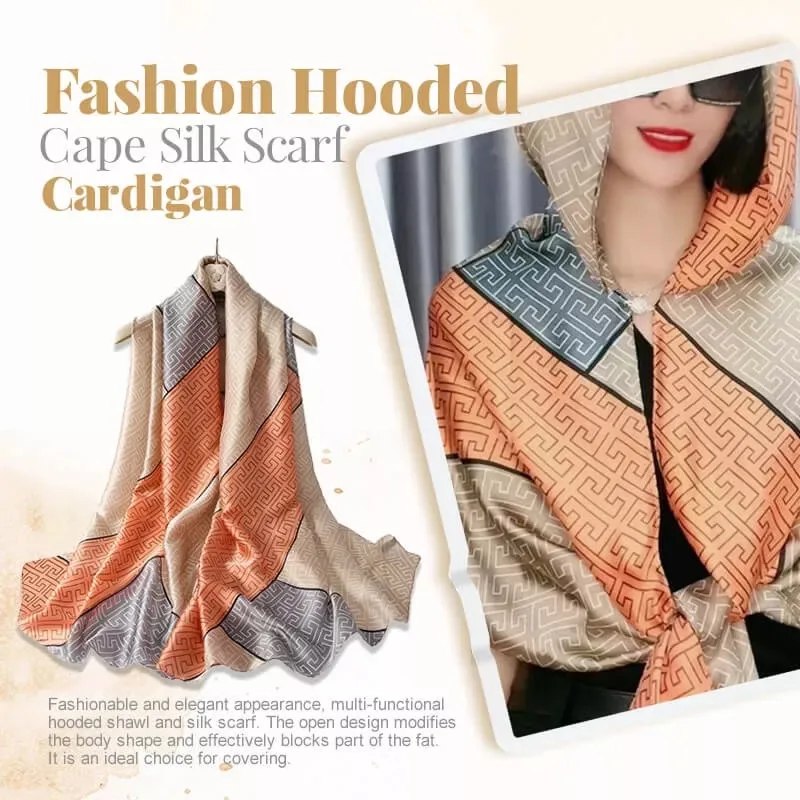 

Fashion hooded cape silk scarf cardigan Spring and summer new and foreign style travel every match magnetic button silk scarf