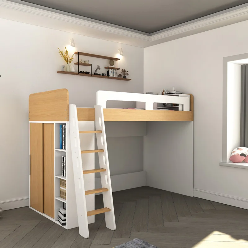 

Small apartment high and low upper suspended bed children's elevated bed space saving bed empty multi-functional combination