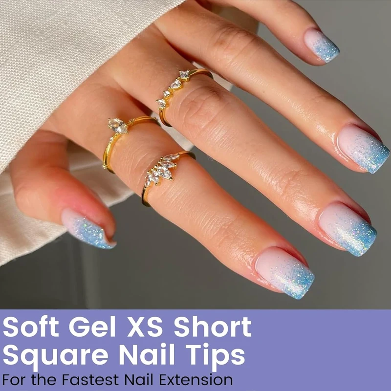 Ultrakurze quadratische Nagelspitzen, 120/240/450/600 Stück, vorgeformte Gel-Nagelspitzen, kurze quadratische Nagelspitzen, 12 Größen, transparente, vollflächige künstliche Press-On-Nägel für Nagelverlängerung, DIY, Heim-Salon, Frauen – Detail 4