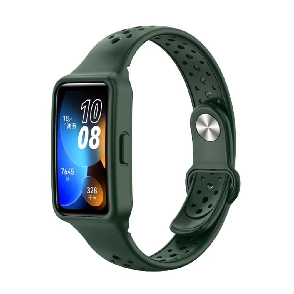 สายนาฬิกาซิลิโคนระบายอากาศได้แบบพกพาสายรัดข้อมืออุปกรณ์เสริมสำหรับ Huawei band 9/8