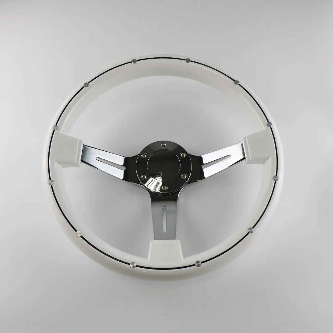 

Universal White ABS Steering Wheel 14inch Shallow Concave Racing Sports Steering Wheels with Rivets Car Accessories