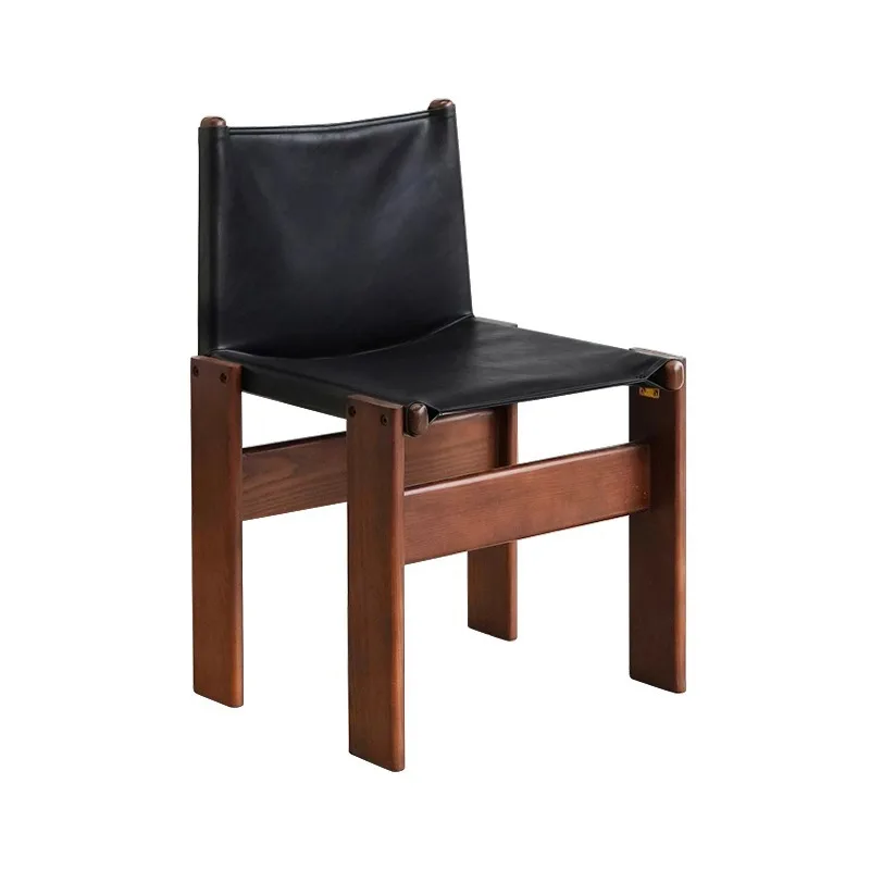 

Medieval solid wood back chair, household wabi-sabi retro leisure chair