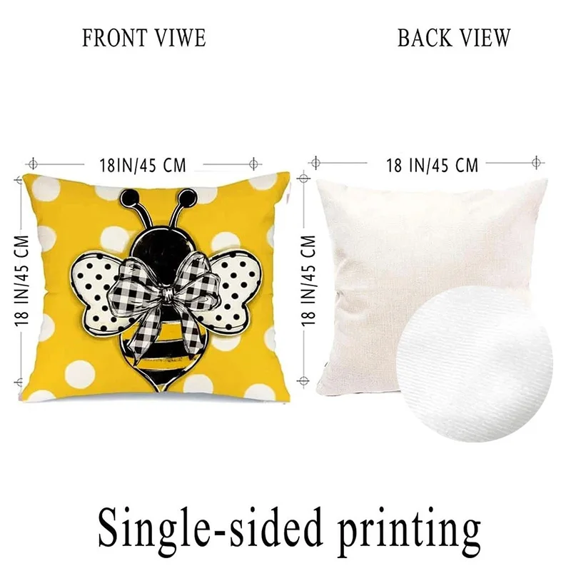 1pcs Set Bee & Letter Graphic Cushion Cover Without Filler Cartoon Cute Decorative Throw Pillow Case For Living Room Home Decor images - 6