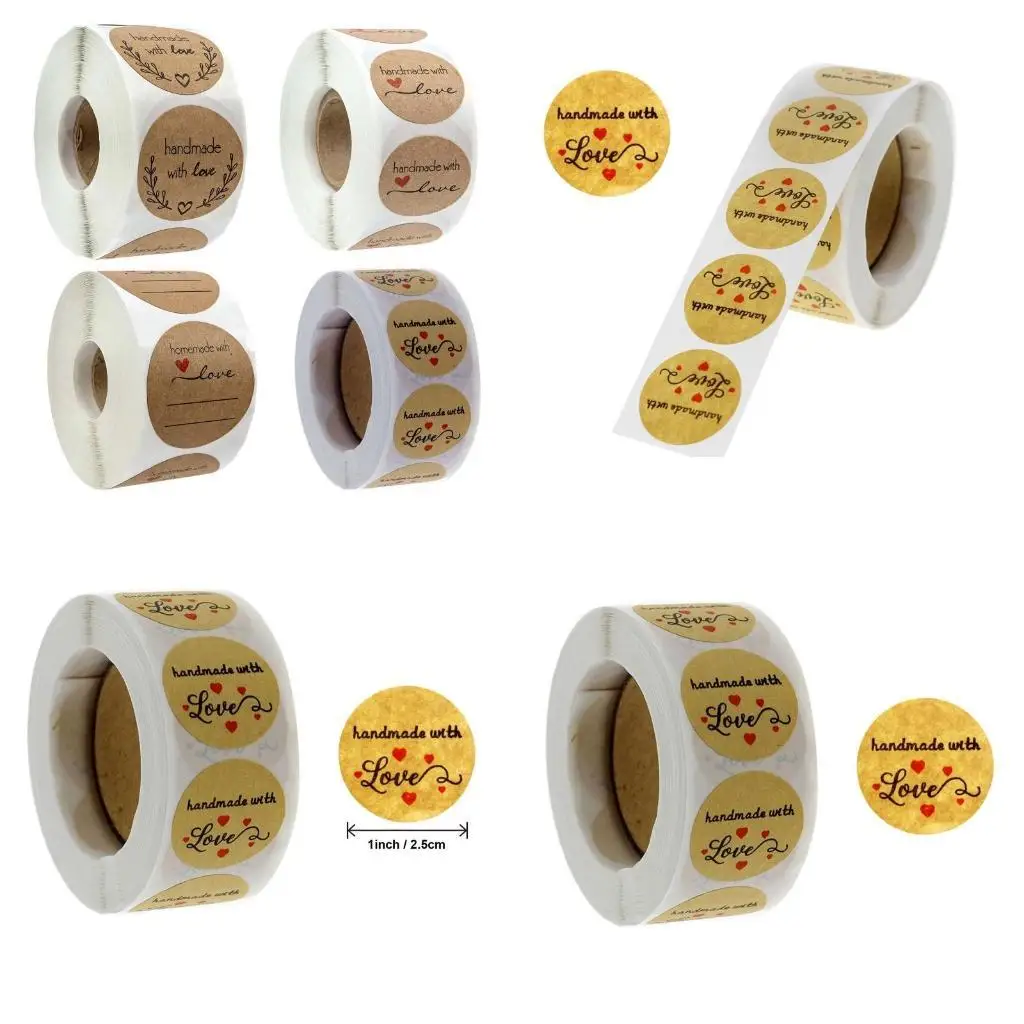 

G6KF Handmade Sealing Stickers 500pcs/roll for Creative Love Heart Wrapping Decal