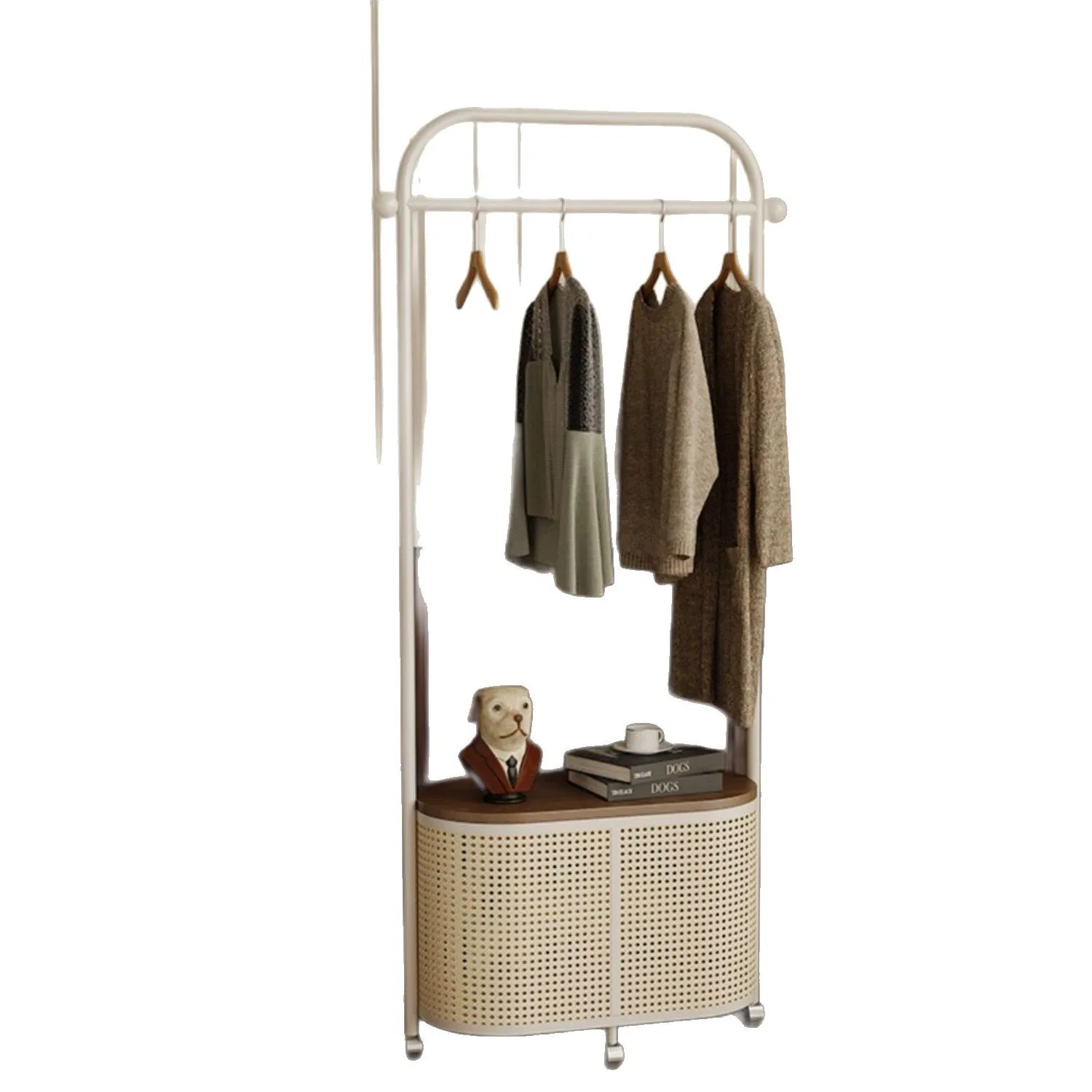 

Bedroom Japanese-style Mobile Imitation Rattan Weaving Retro Living Room Corner Dirty Clothes Basket Light Luxury Storage Hanger