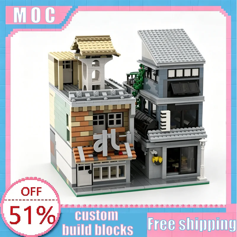 

2786 PCS MOC Assembly Square Japanese Restaurants Remodel Modular Building Model Building Blocks Educational Assembly Toy Gifts