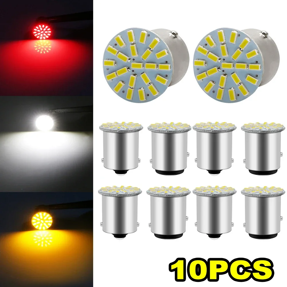 1/10 PCS  LED Bulbs Turn Signal Lights 12V 7000K White Car Reverse Backup Parking Brake Lamps P21W 1156 BA15S 1157 BAY15D COB