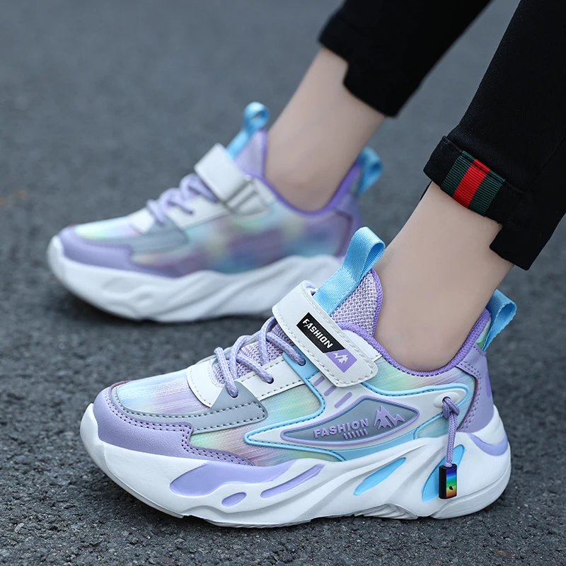 Sepatu Kets Kulit Musim Gugur Musim Dingin Sepatu Olahraga Kasual Merah Muda Fashion Anak Perempuan untuk Anak Perempuan Sepatu Kets Desainer Anak Platform Nyaman Pelatih