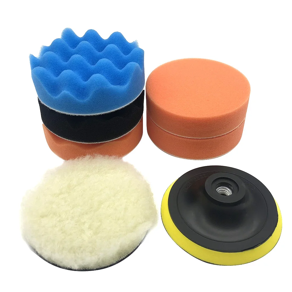 7Pcs Buffing Pad Set Thread 4 inch Auto Car Polishing Pad Kit for Car Polisher + Drill Adaptor M10 Power Tool Accessories