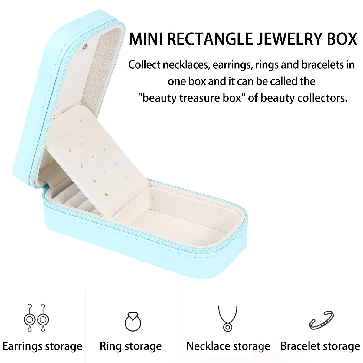 

1Pc Jewelry Mini Case Fashionable Square Jewlery Mini Box for Earrings Rings Necklace Bracelets (Blue)