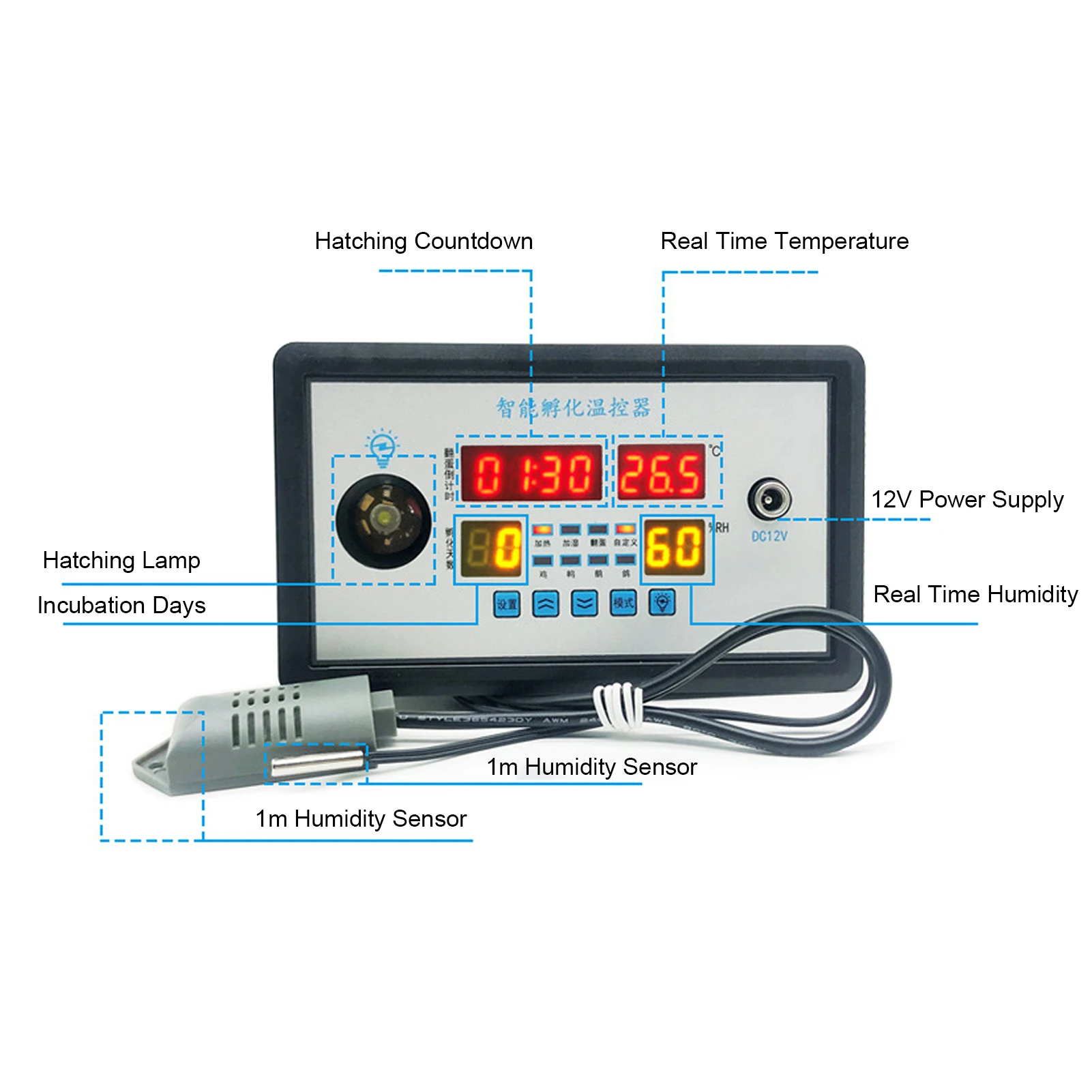 Smart Thermostat Digital ZFX-W9002 Thermostat Temperature Humidity Control Incubator 360 Automatic Egg Turning 12V/220V