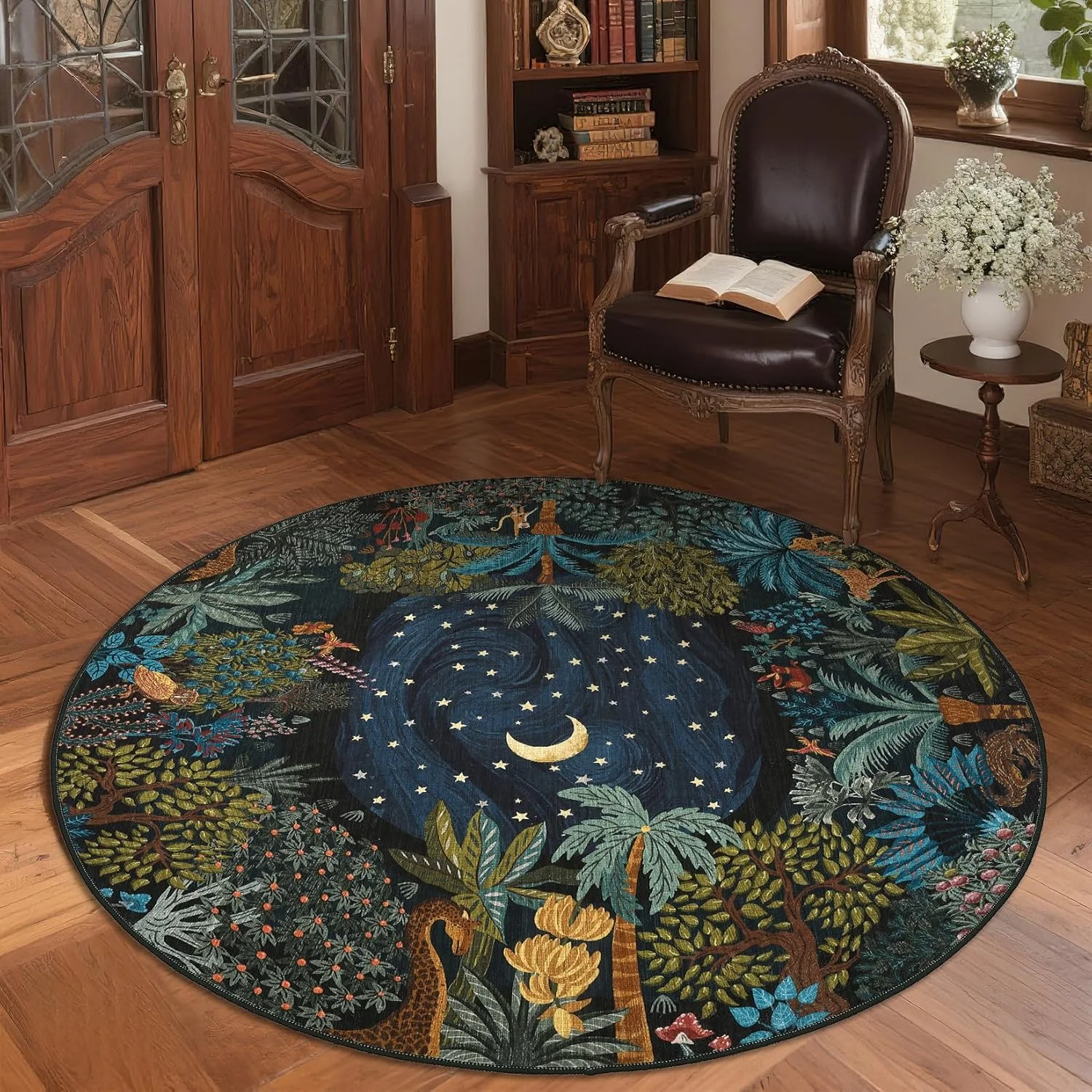 Moonlit Jungle Animal Pattern Floor Carpet Mat Rug Tropical 