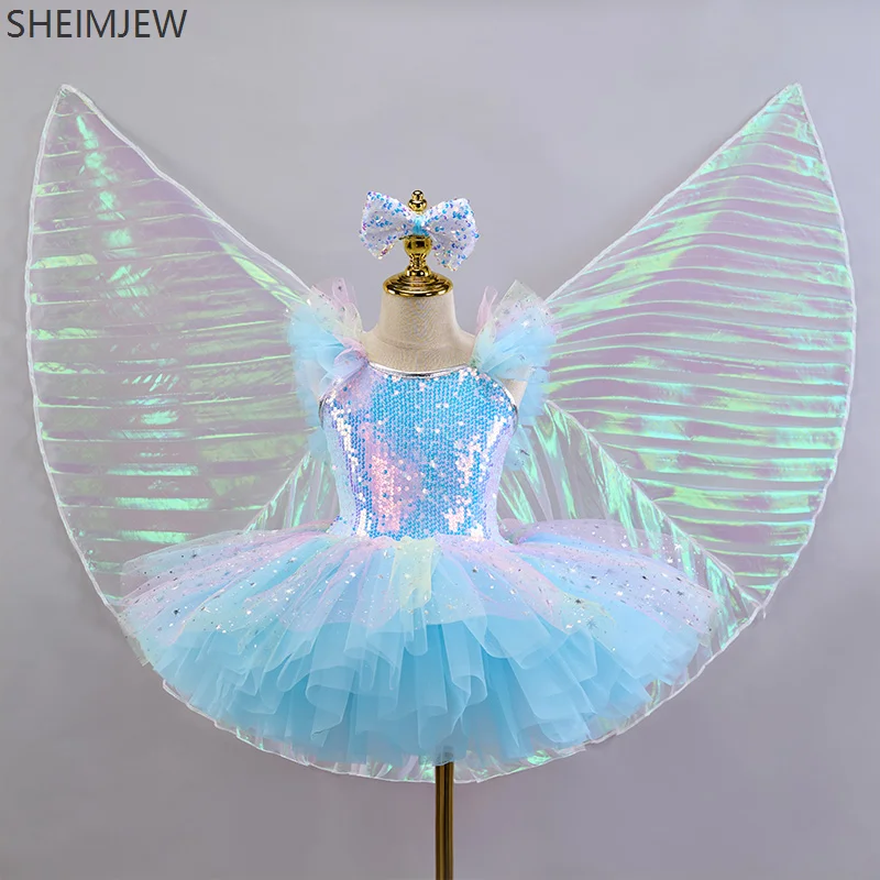 

Children's Ballroom Costume Sequin Modern Dance Ballet Skirt Girl Cosplay Belly Dance Stage Costume Wedding Party Princess Skirt
