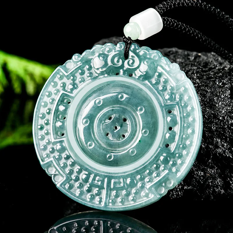 

Новый модный натуральный жадеит класса А, синяя вода, античный стиль, нефритовый кулон, транспортные высококачественные мужские и женские подвески