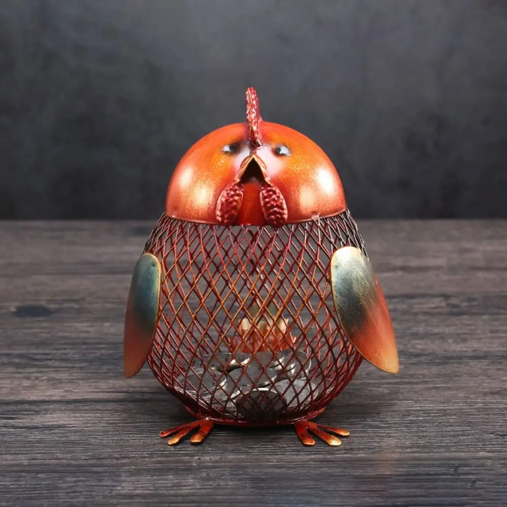 

Funny Iron Art Chicken Piggy Bank Cute Handcrafts Animal Saving Box Painted Cartoon Change Jar Children's Gift