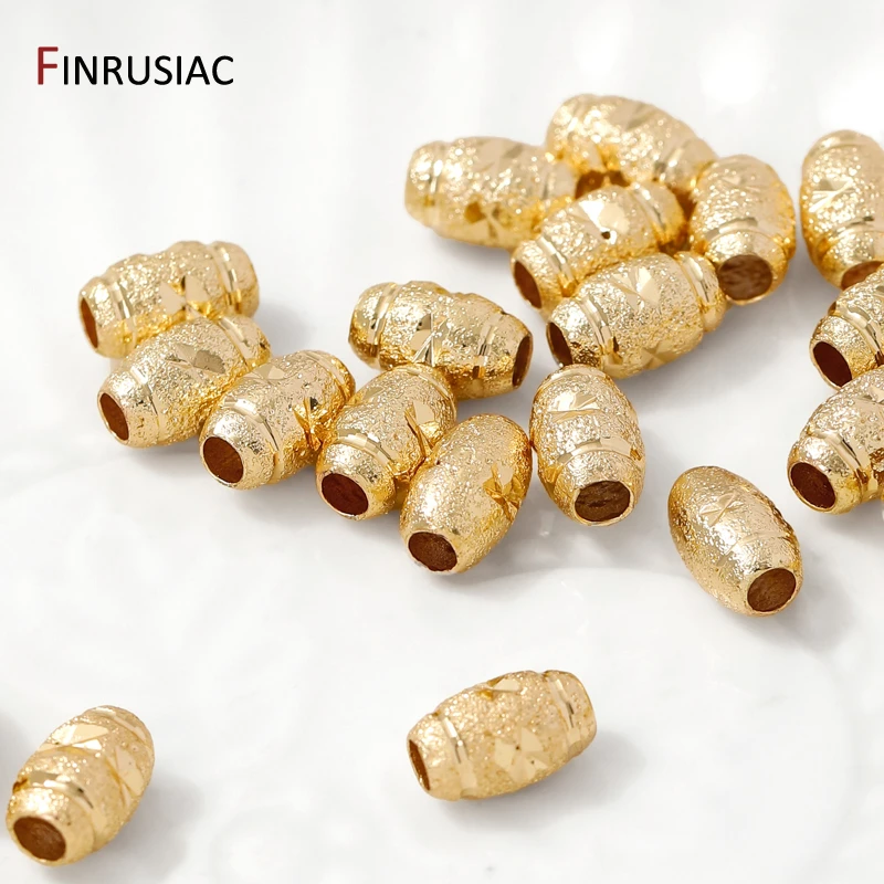 14K Gold Plated Brass Frosted Oval Melon Spacer Beads,Separators Beads For Bracelet Jewelry Making Supplies,DIY Accessories image 4