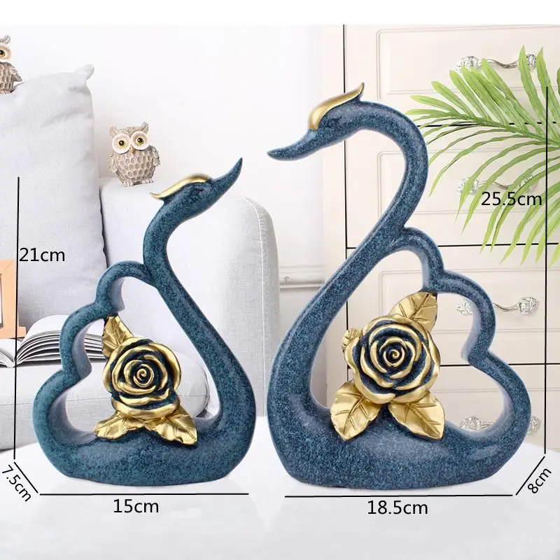 Imagem -04 - Estilo Europeu Swan Flores Resina Artesanato Casais Desktop Ornamentos Presente Layout Quarto Festa de Casamento Display Decoração Home um Par