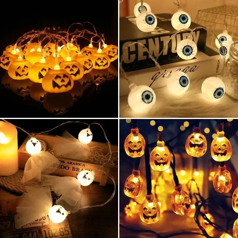 

1.5m 10Led Halloween Light String Pumpkin Skull Eye Balls Ghost Festival Party Lantern Trick Or Treat Happy Halloween Day Decor