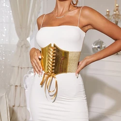 Cintura elastica per abito Cintura a corsetto dorata Cintura ampia per abito Cintura dorata y2k per donna Trasporto goccia