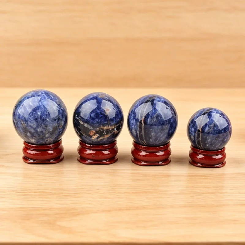 1pc Natural Crystal Sodalite Stone Ball Tabletop Ornament Mineral Specimen Home Decoration Craft Festival Gift