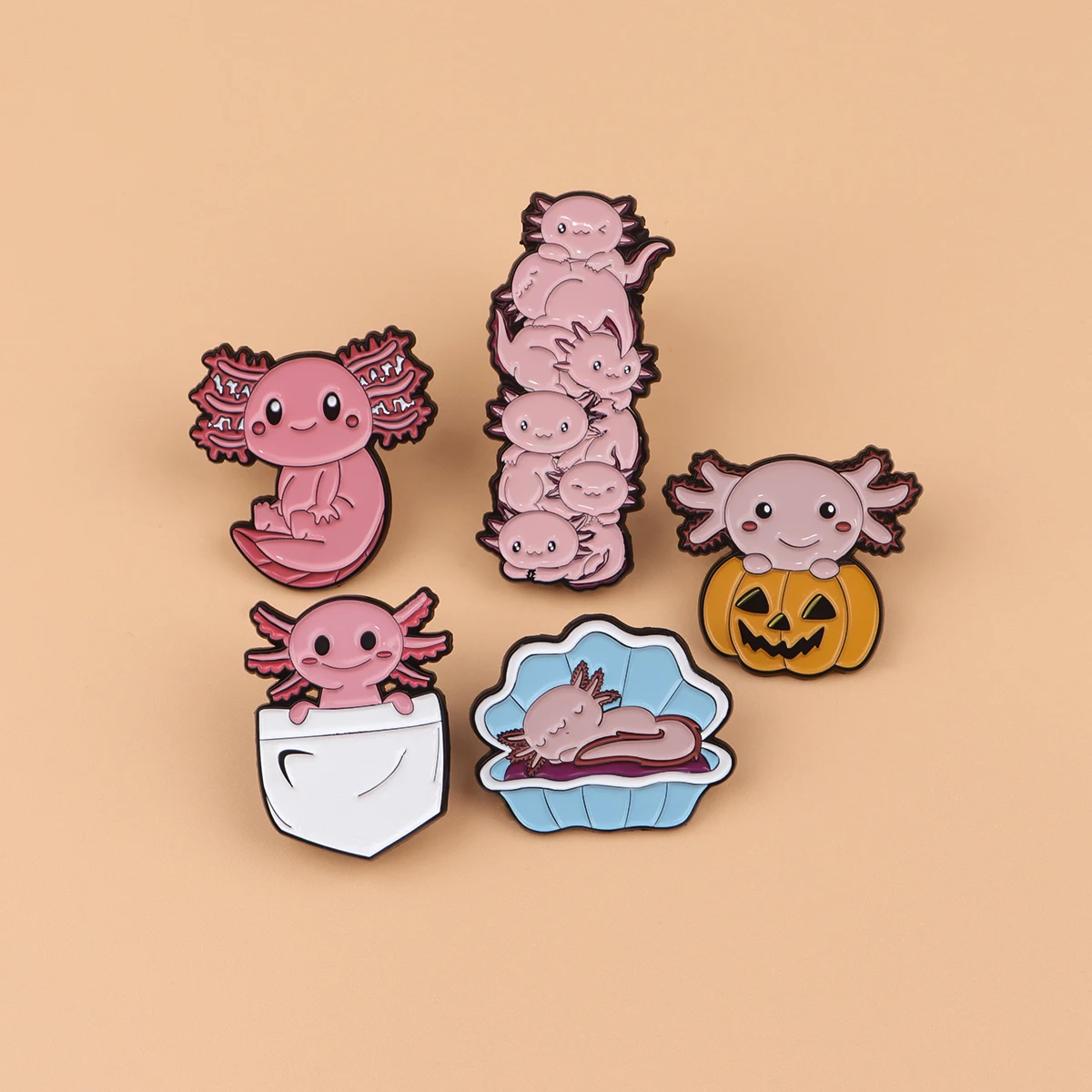 สีชมพูน่ารัก Marine Organism Enamel Pin ป้ายกระเป๋าเป้สะพายหลัง Lapel Pins เข็มกลัดบนเสื้อผ้าเครื่องประดับอุปกรณ์เสริม