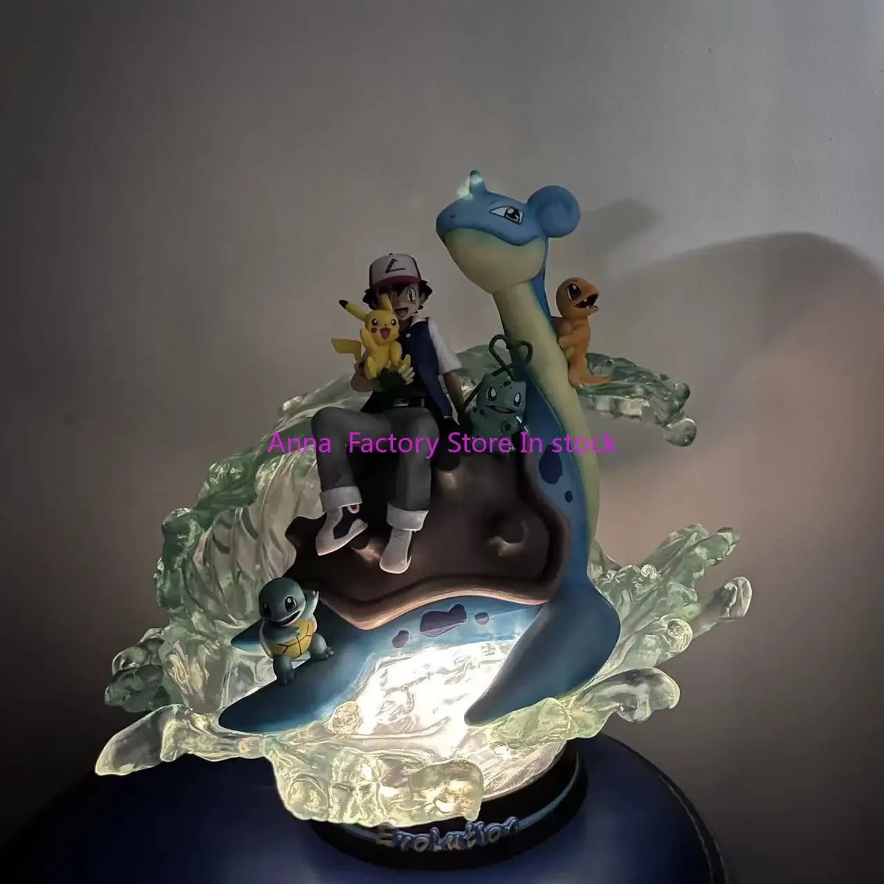 Pokemon Gk Model , Ash Ketchum & Starter Pokemon Pikachu Lapras Collectible Anime Figure 30cm Large Statue Ornament