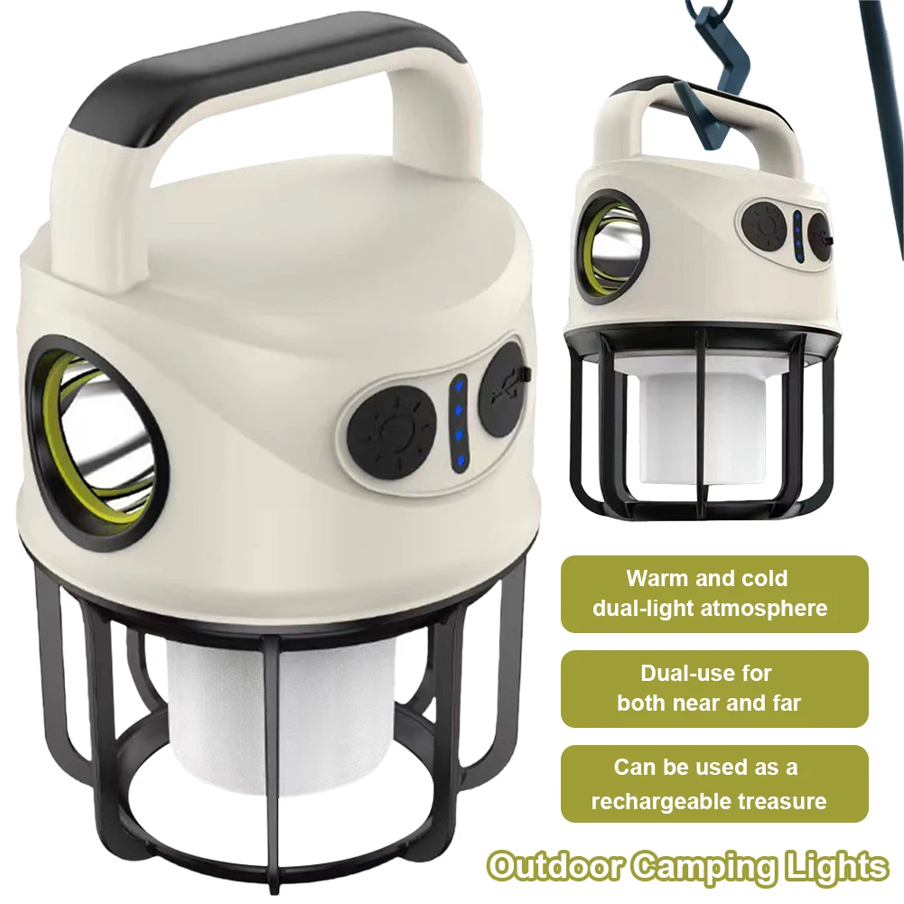 Camping Lantern USB Rechargeable 1200mAh Hanging Tent Light Super Bright Portable Camping Light for Power Outage Hiking Fishing