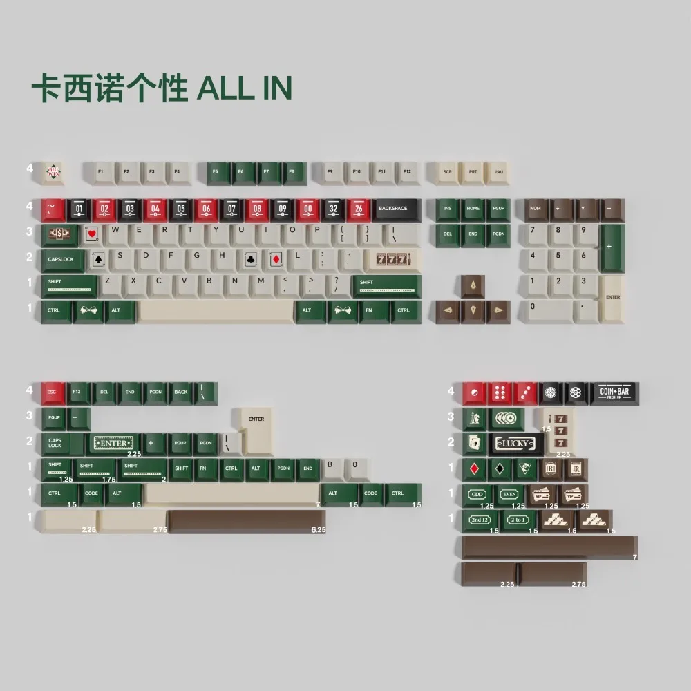 Casino Theme Keycap Set 146 Keys Custom Retro Keyboard Cap PBT Cherry Profile KeyCap for Mechanical Keyboard Accessories Gifts