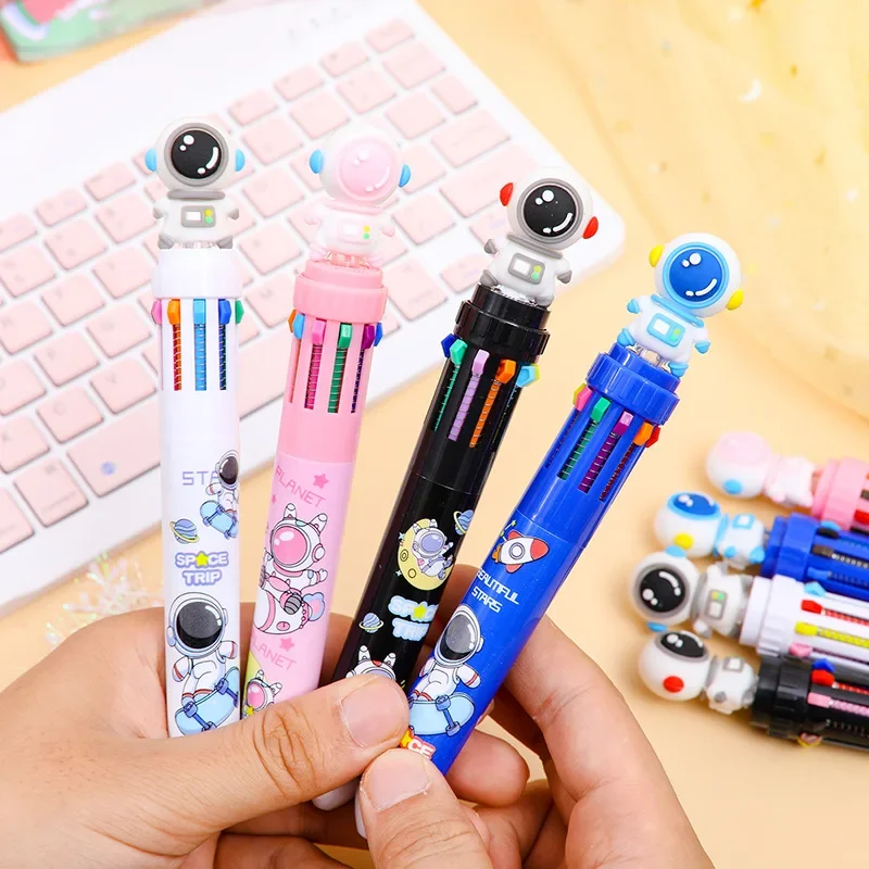 12 Pcs Wholesale Colorful Cartoon 10 Colors Astronaut Ballpoint Pens for Students and Office Workers