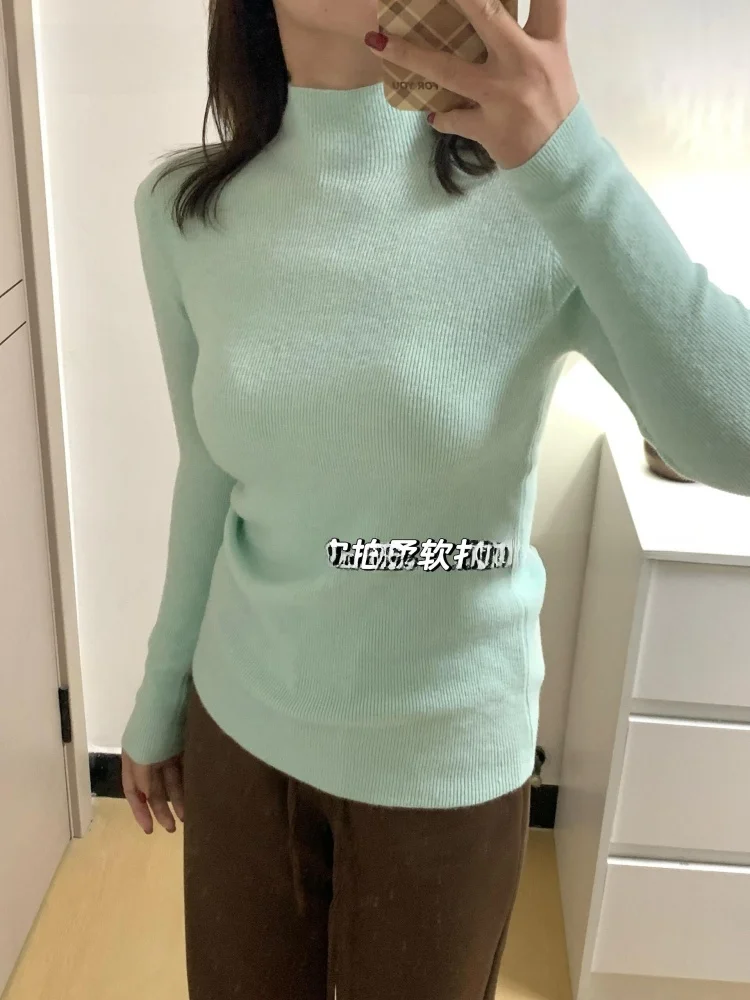 

Chic Bean een Knitted Long Sve Sweater Women's Slim Fit Overhead Spring Base Layer irt Soft Cozy f High Collar