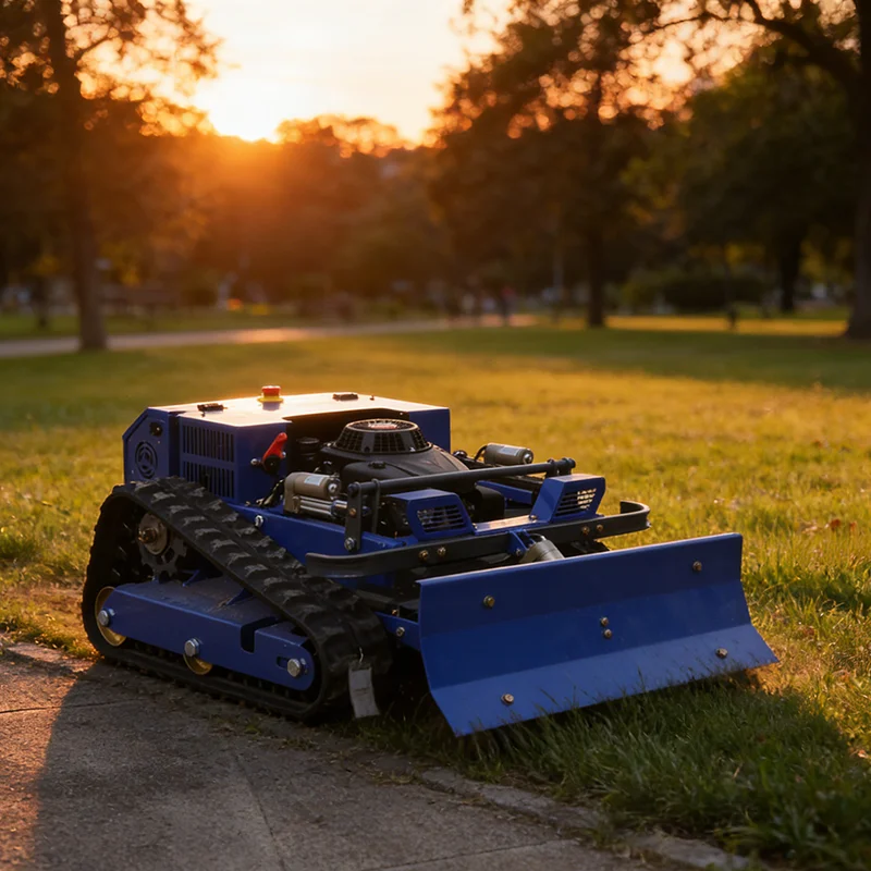 

Customized orchard specific tracked remote-controlled lawn mower, all terrain farm weeding and lawn cleaning machine