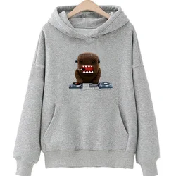 Domo Kun Funny Graphic Clothes Cute Anime Hoodies Autumn/winter Fleece Warm Unisex Sweatshirt Comfortable Casual Pullovers Tops