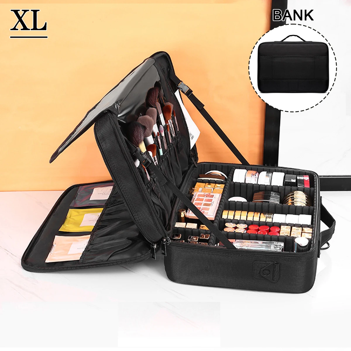 Portable Multi-Grid Makeup Case, Makeup Artist Nail Art Artist Makeup Tool Storage Box for Travel