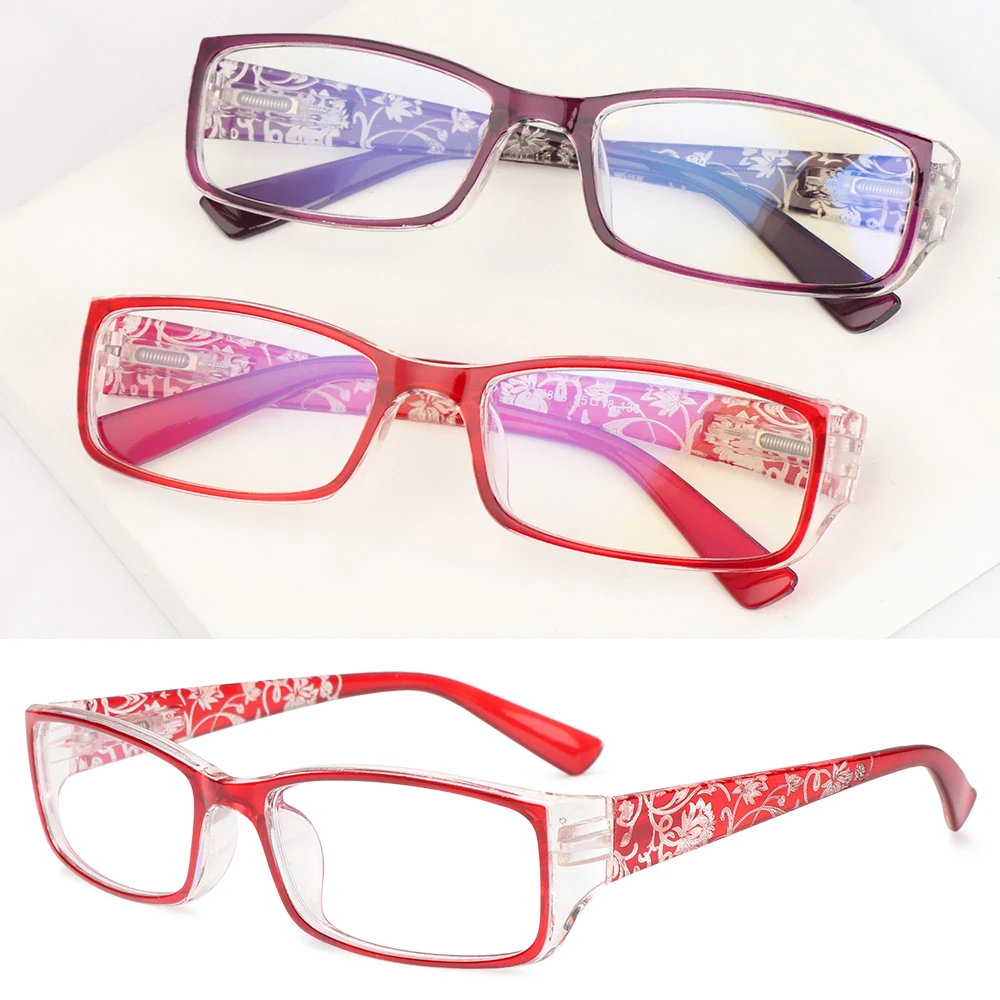 Fashion Anti-Blue Light Reading Glasses Women Urltra-Light Eye Protection Flowers Elegant Comfortable Eyeglasses