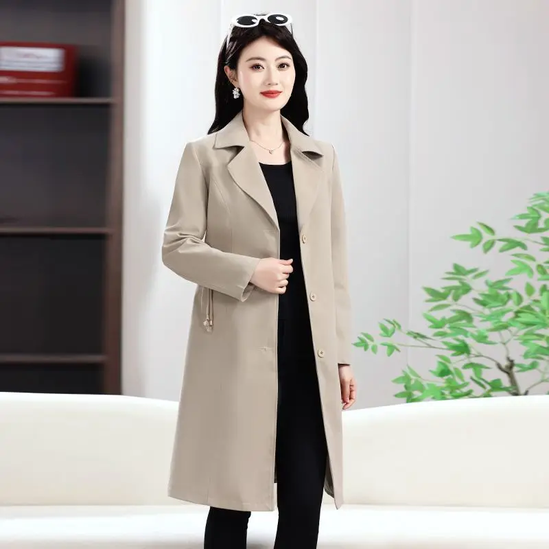 معطف أمي أنيق للنساء متوسط الطول للخريف والشتاء ملابس خارجية من Ele ملابس نسائية في منتصف العمر