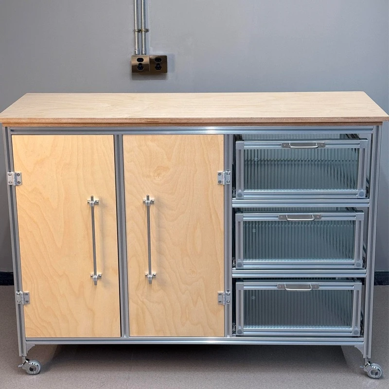 Aluminum profile marine plate dining side cabinet open matte acrylic drawer cabinet multi-layer locker creativity