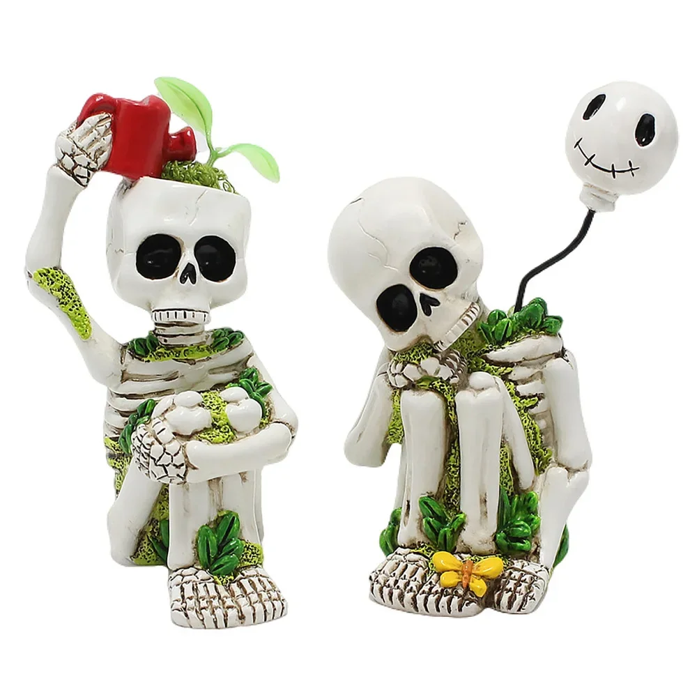 

Halloween Thinking Skull Statue Set 9.7cm Resin Skull Sculpture Garden Decoration Halloween 2025 For Garden Lawn Yard Gift