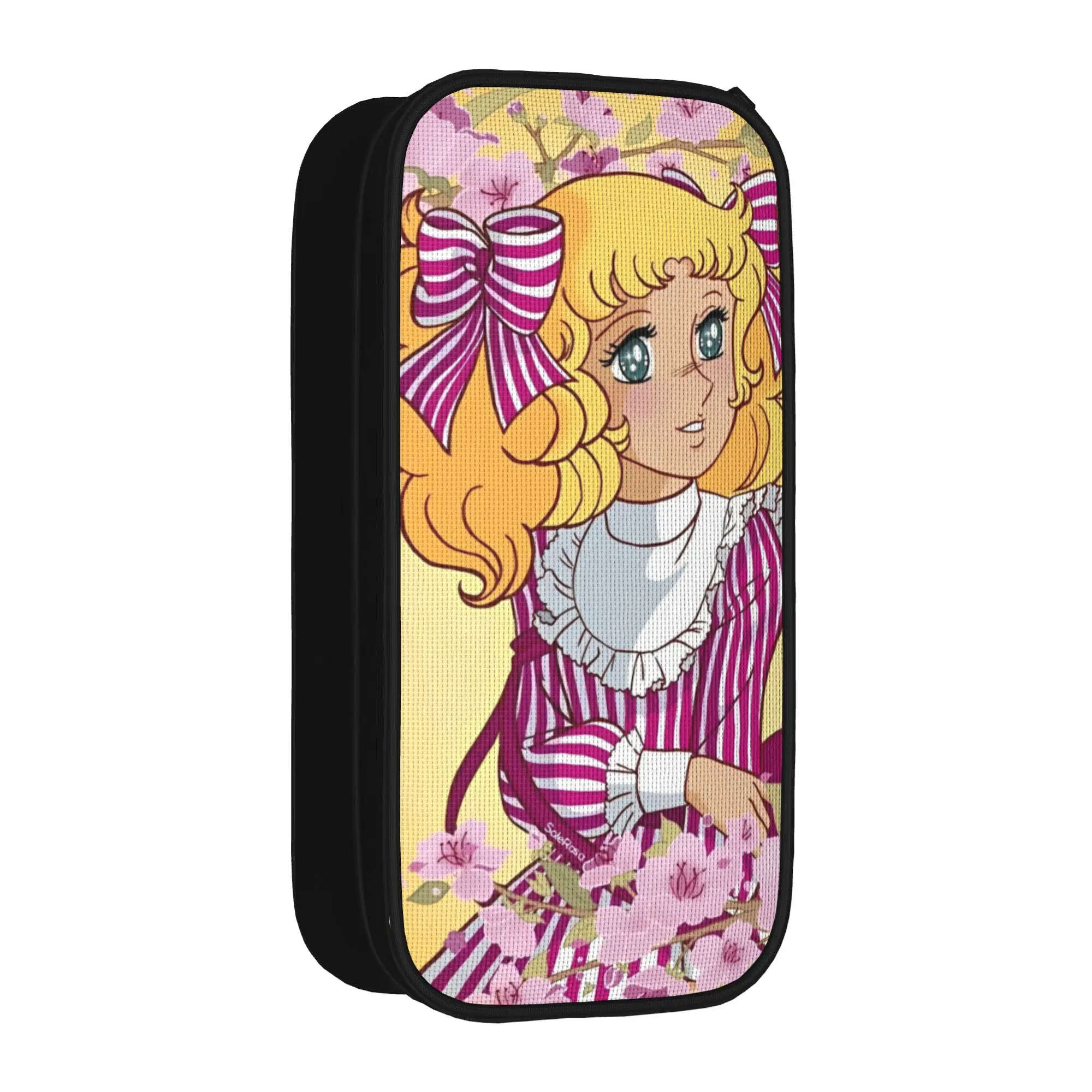 Candy Candy  Pencil Cases Fun  Anime Romance Pen Box Bag for Student Large Storage Students School Zipper Pencilcases