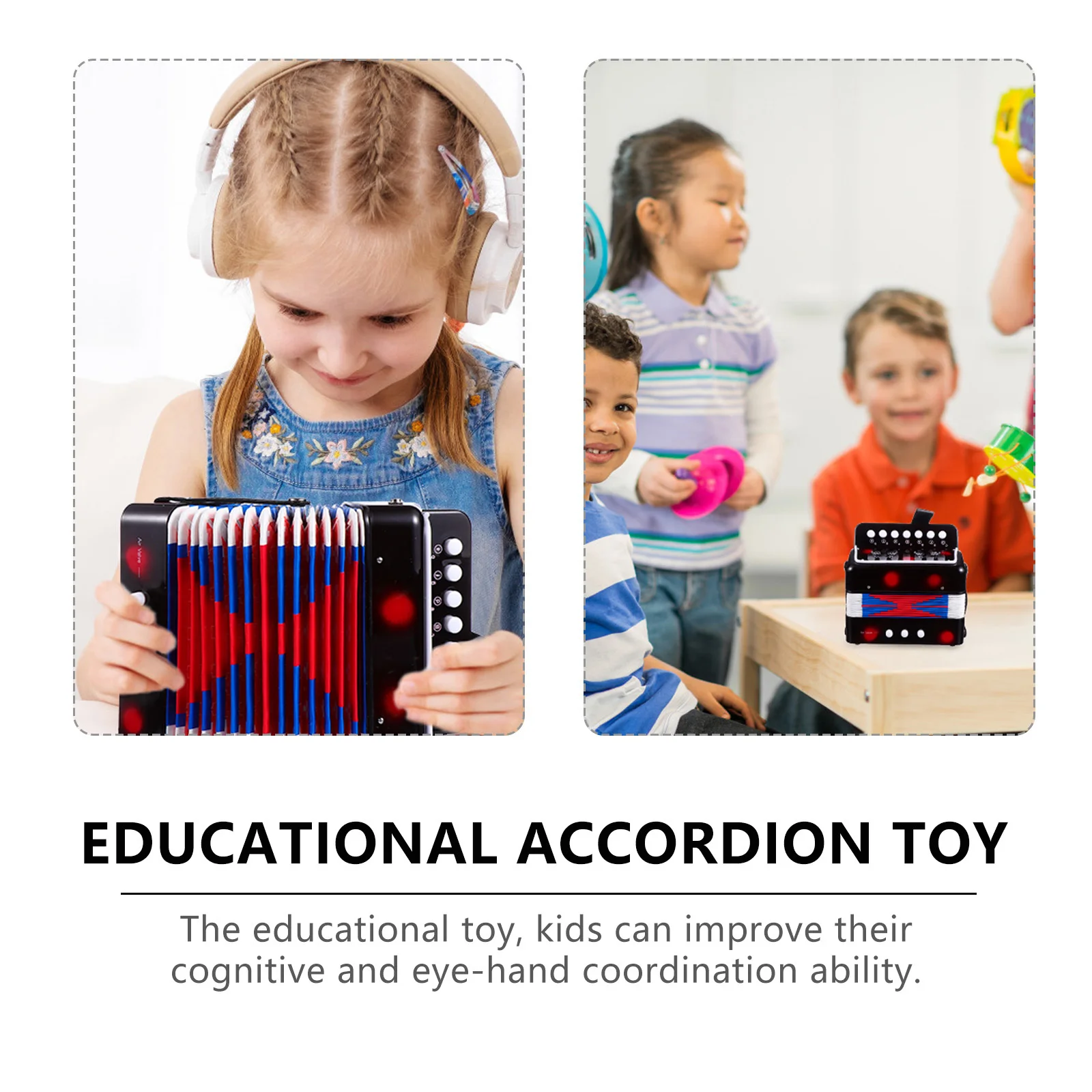 Acordeão portátil para crianças, mini instrumento musical, brinquedo educacional para estudantes, aprendizagem, jogo de música, presente de atividade divertida