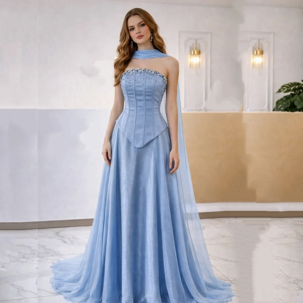 

Изысканное вечернее платье с блестками на заказ, без бретелек, со стразами, А-силуэт, длинное, элегантное, для вечеринок, свадеб и торжественных мероприятий