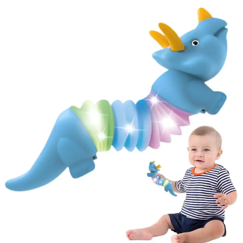 

LED Light Up Dinosaur Tubes Sensory Toys Glow Stick Fine Motor Skills Learning Toys Party Favors Decoration Pull Stretch Toy