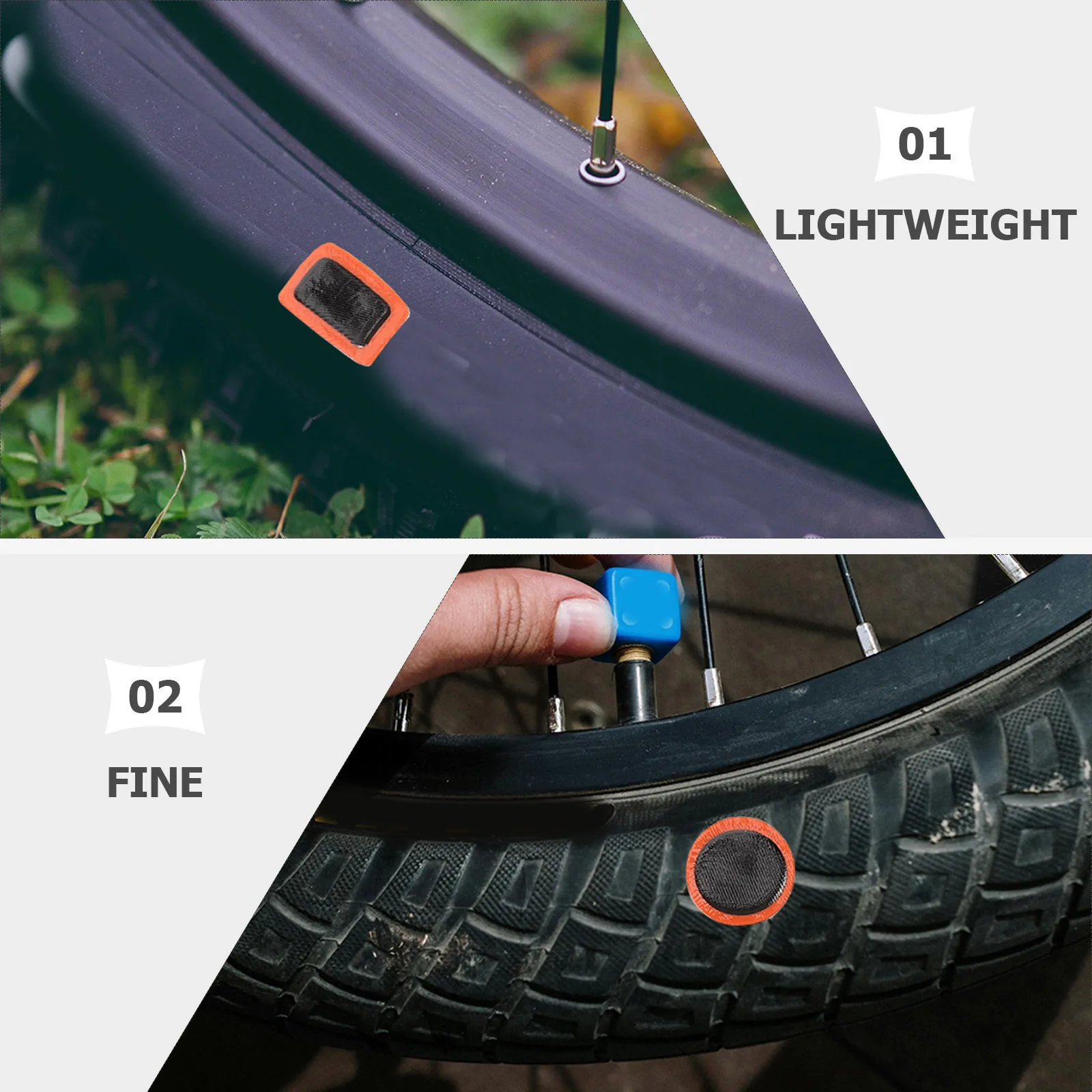 Bike Patch Repair Kit 2 Sheets Bicycle Tire Patches No Glue Design Durable Lightweight Portable for Road Mountain Bikes