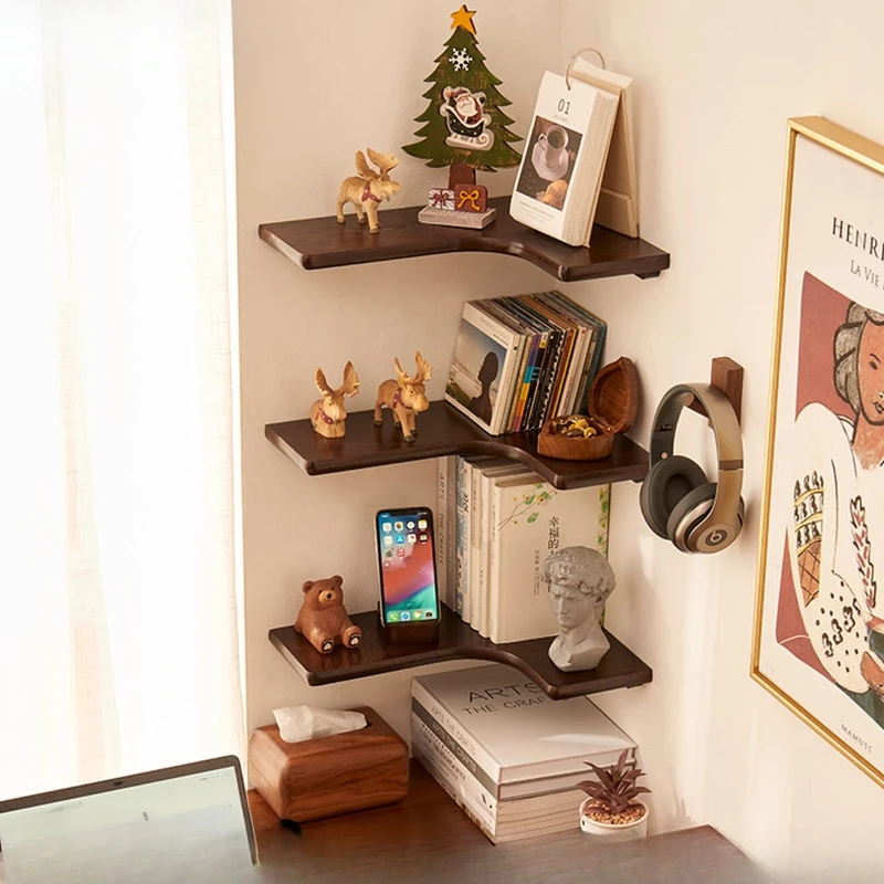 

Деревянная угловая настенная полка, угловые плавающие полки для кухни, ванной комнаты, держатели для хранения, подвесной органайзер для хранения, экономия места