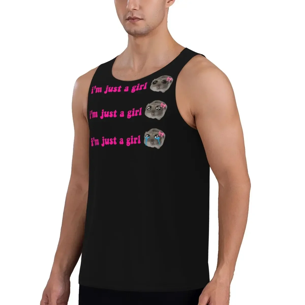 Quick Dry Sad Hamster Meme 1 Gym Tank Muscle Sleeveless Shirt Bodybuilding Breathable Vest