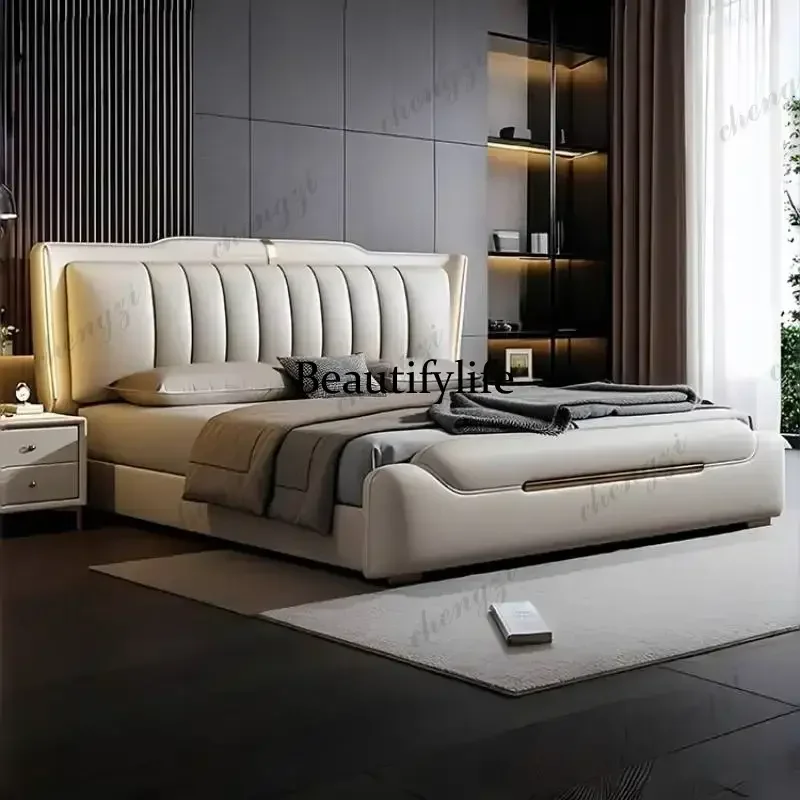 Unique Minimalist Double Bed European Decoration Storage Luxury Double Bed Modern Accessories Cama Twin Furniture For HomeN138
