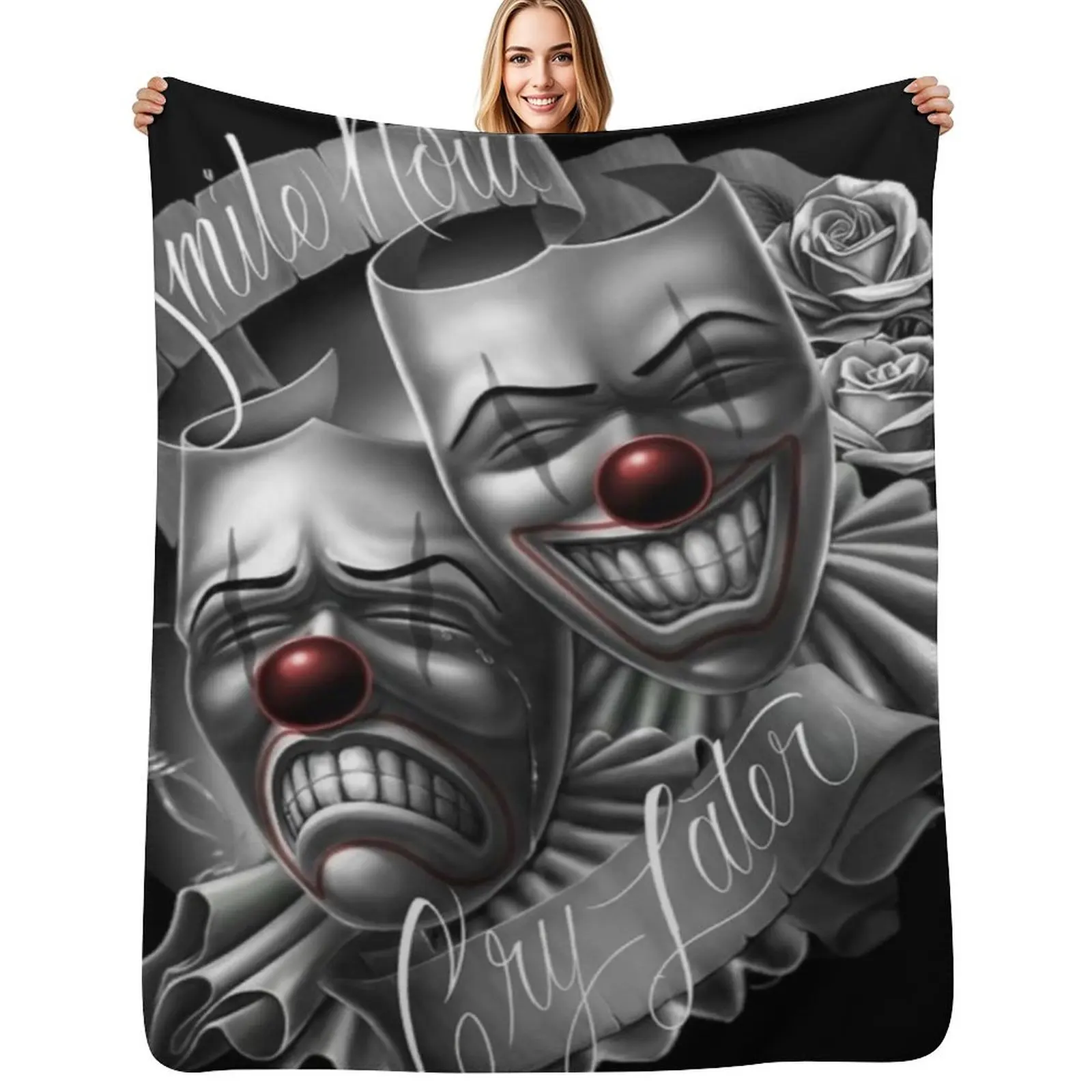 Smile now cry later clown faces Throw Blanket Stuffeds Warm Luxury Brand Weighted Blankets For Bed Sleeping Bag Blankets
