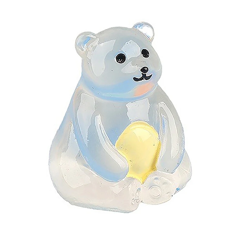 1Pc Luminous Polar Bear Miniatures Glow In The Dark Mini Polar Bear Figurines DIY Dollhouse Garden Flower Pots Micro Landscapes